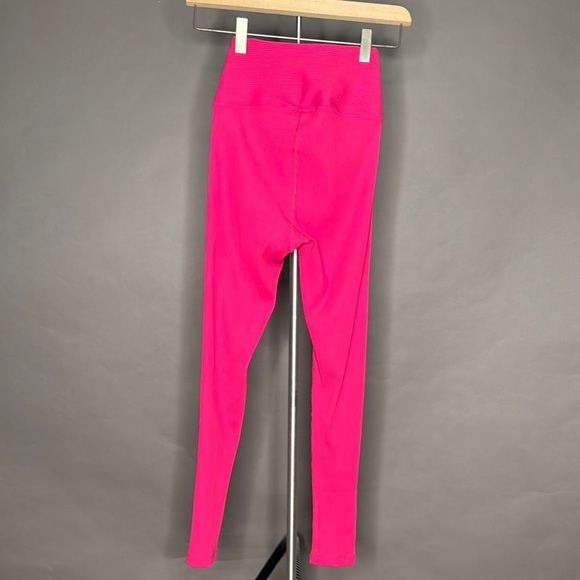 Year of Ours High-Waisted Lace-Up Football Leggings Ribbed Hot Pink XS - Picture 9 of 12